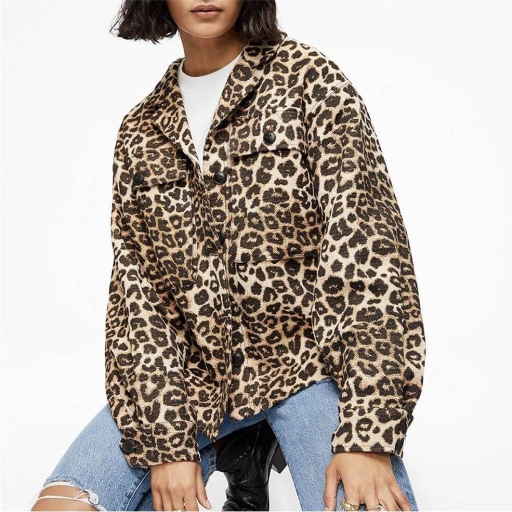 Anine Bing Flynn Leo Leopard Print Jacket XS | Flynn Utility Shirt Jacket Cotton - Picture 5 of 14